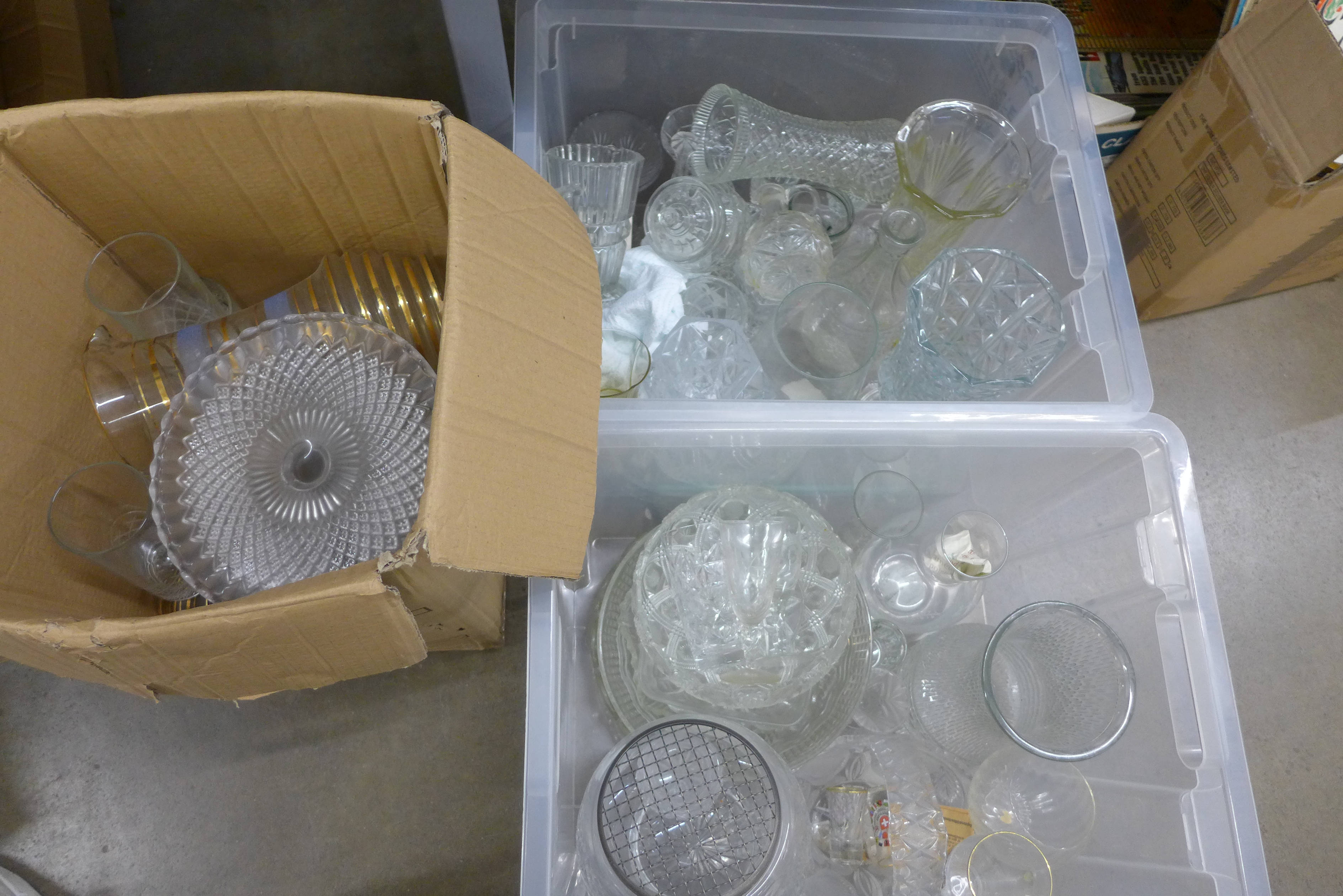 Three boxes of mixed glass **PLEASE NOTE THIS LOT IS NOT ELIGIBLE FOR POSTING AND PACKING**