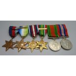 A WWII group of six medals