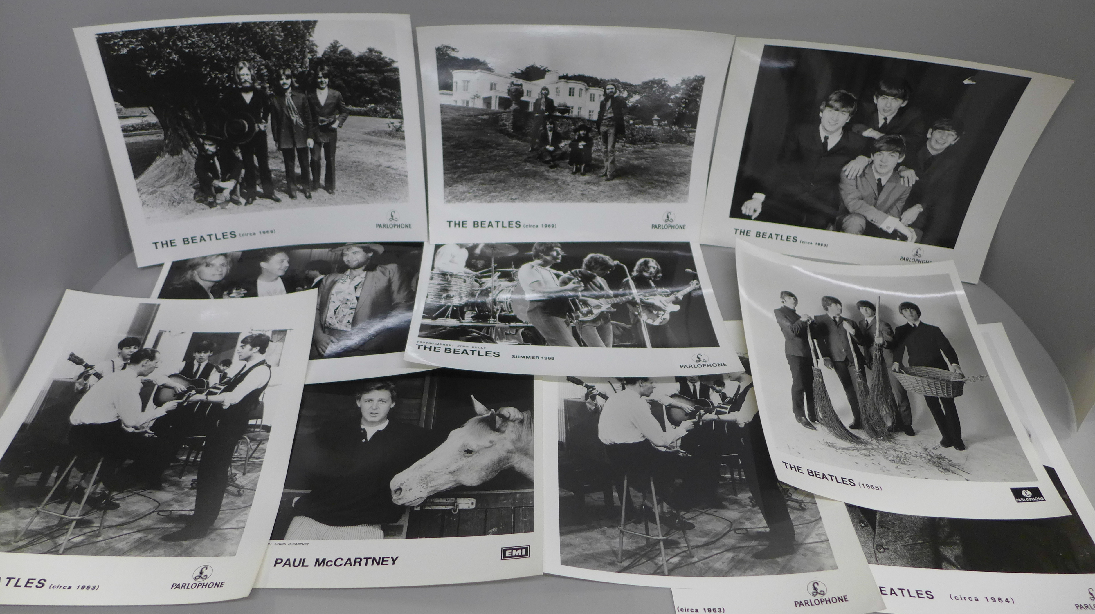 Eight The Beatles and two Paul McCartney original EMI promotional photographs