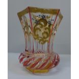 A Bohemian glass beaker with gilded arabesques