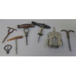 Seven vintage corkscrews