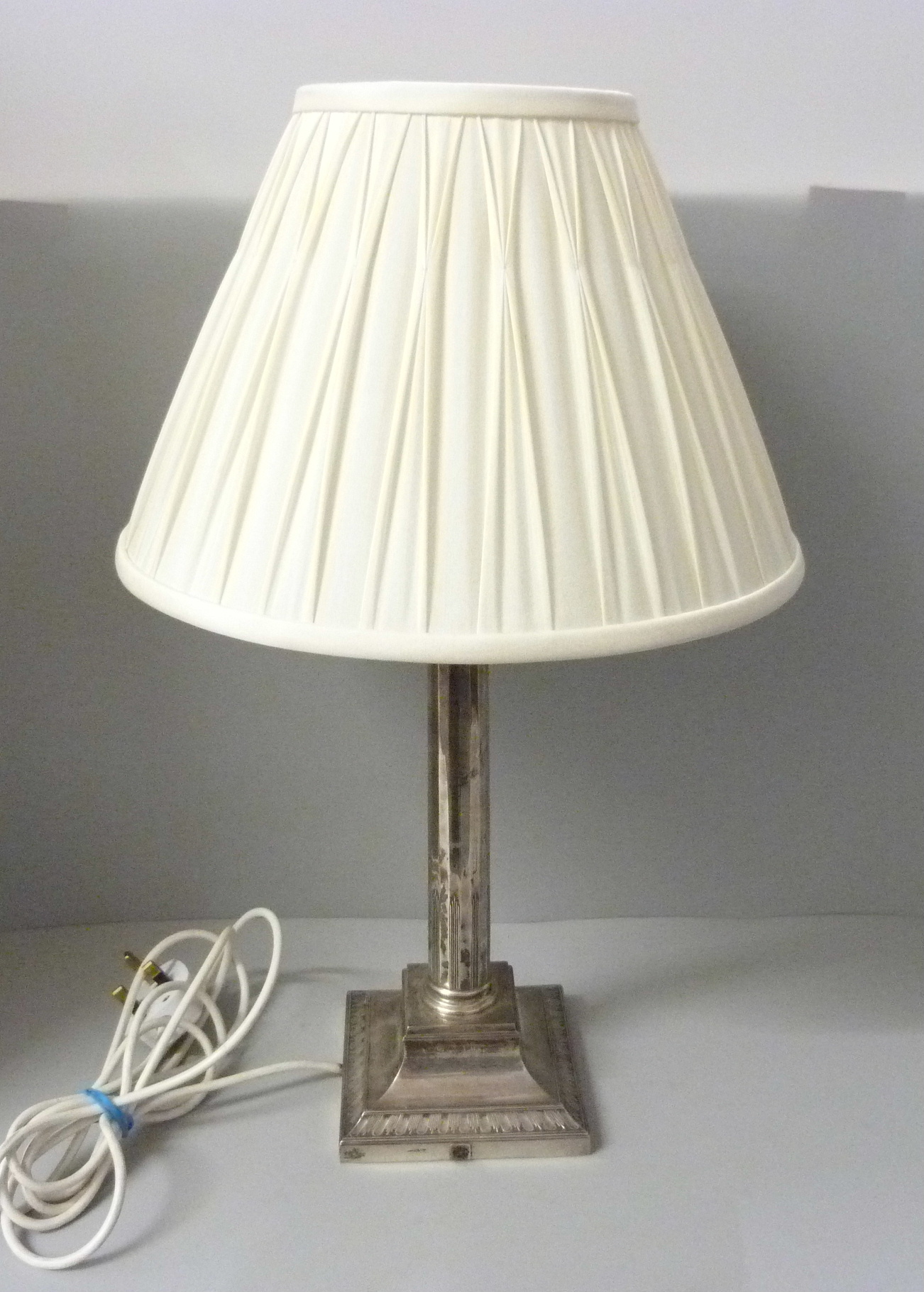 A silver candlestick lamp, Sheffield 1923