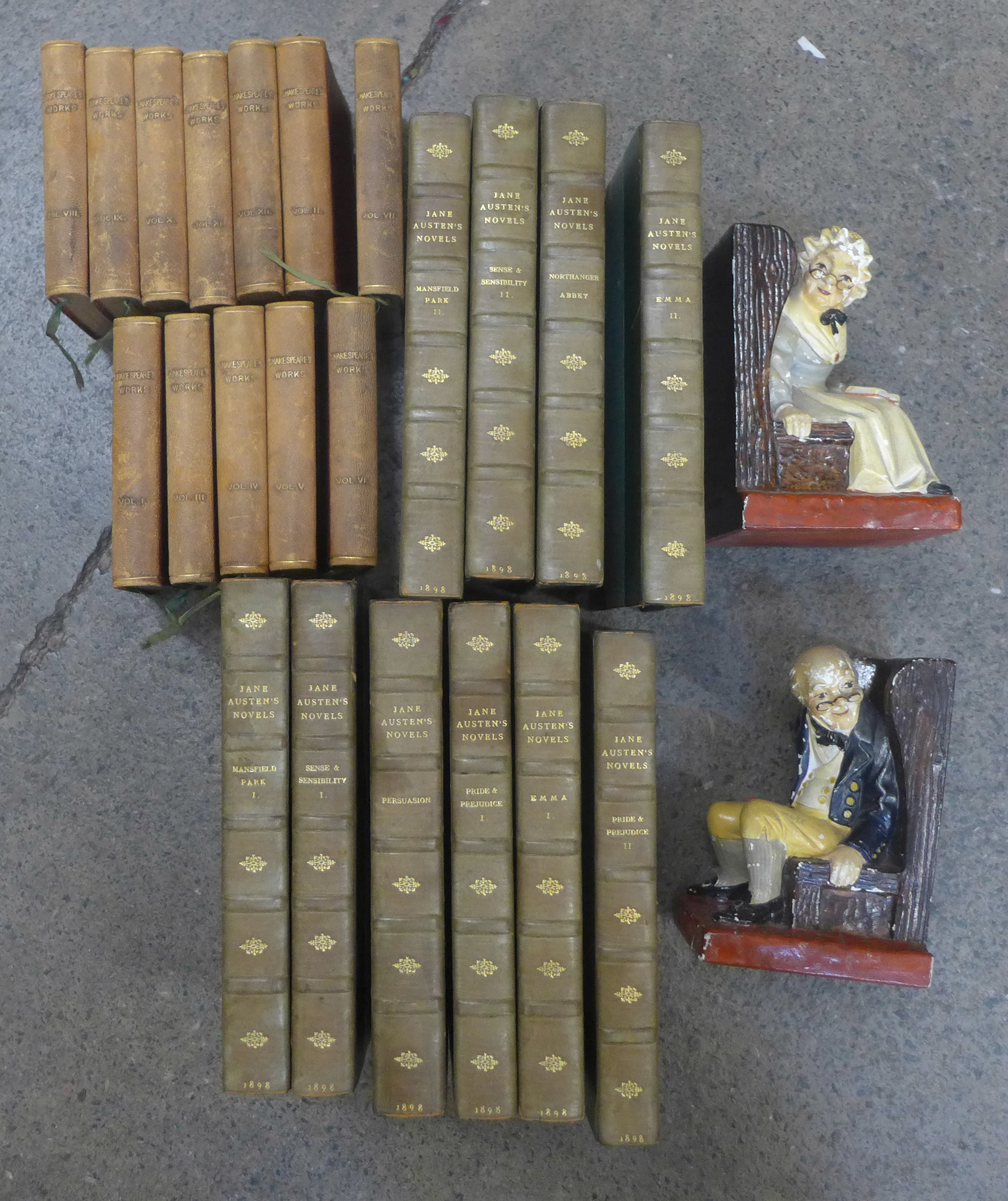 A collection of Shakespeare's Works and a set of ten Jane Austen novels, published by JM Dent & Co.,