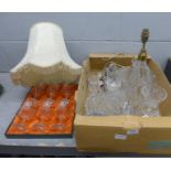 A collection of crystal and glassware including a table lamp base **PLEASE NOTE THIS LOT IS NOT