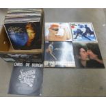 A box of seventy various 1970s and 1980s LPs including Bruce Springsteen, Eurythmics, John Lennon,