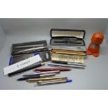 Parker and Papermate pens, pen holder, refill, etc.