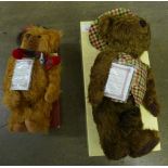 Two Past Times Teddy bears, boxed with certificates made by Deans