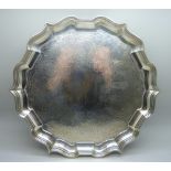 A silver salver, 695g