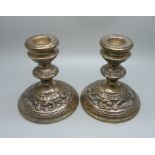 A pair of silver candlesticks with Trent Boating Association inscription, 1967, 11cm tall