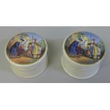 Two circa 1900 paste pots, Volunteers