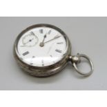 A silver English lever pocket watch, The Farringdon