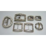 A collection of 19th Century buckles, including two pairs, some a/f