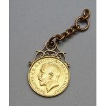 A 1912 half-sovereign with pendant mount, total weight 5.8g