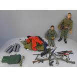 Action Man figures and accessories, one figure lacking feet