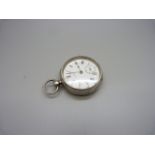 A silver Waltham key wind pocket watch, lacking button