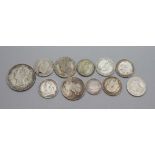 A collection of 19th Century silver coins including an 1838 2d