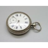 A silver pocket watch, marked Lees, Nottingham, the case marked Chester 1897