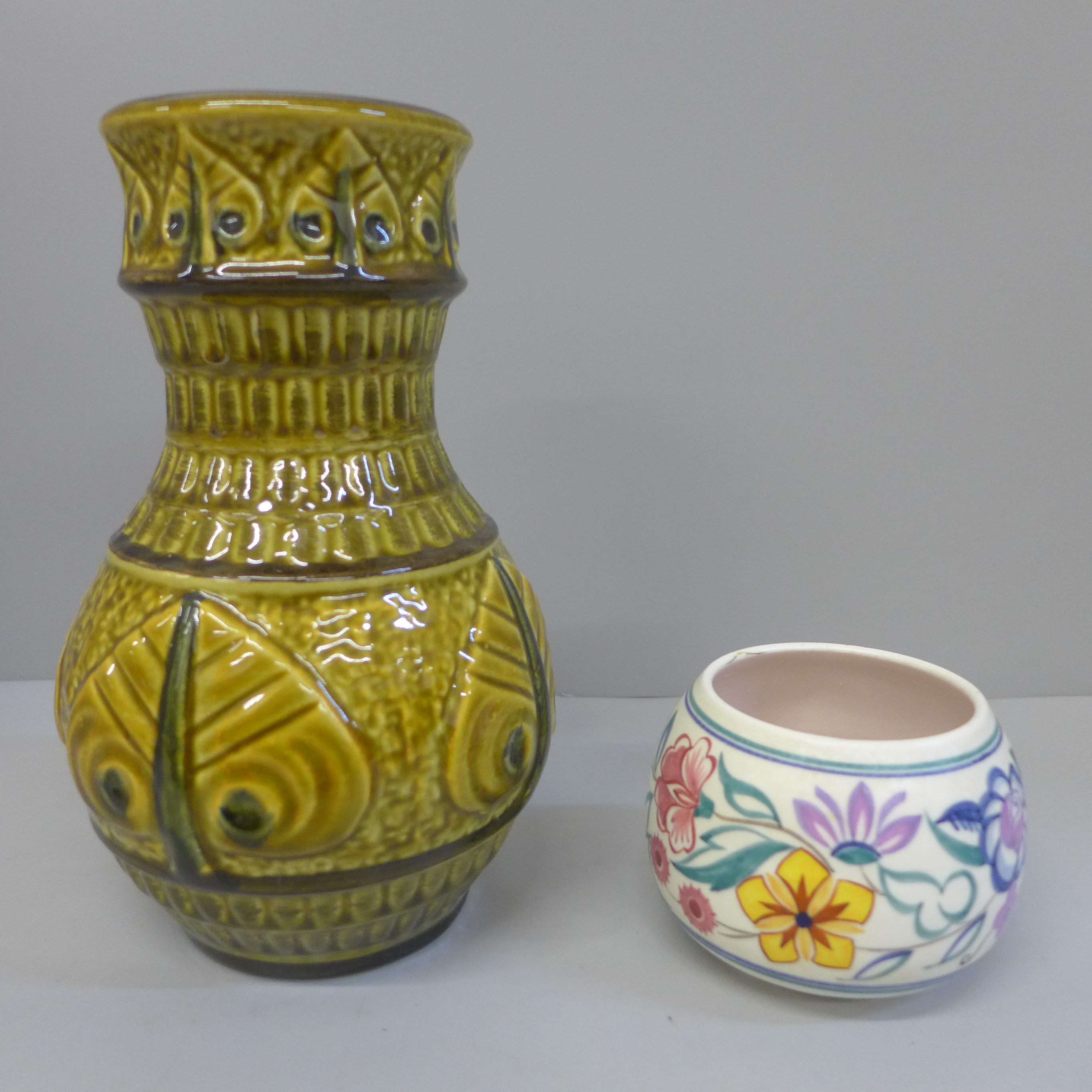 A West German vase, 20cm and a Poole Pottery pot