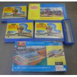 Five empty Hornby Dublo model rail boxes