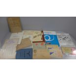 Ephemera including German field post envelopes, ration books, RAMC training pamphlet, etc.