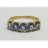 A 9ct gold and Tunduru colour change sapphire ring, with certificate, 2.3g, N