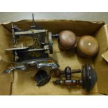 A German miniature sewing machine and other wooden items **PLEASE NOTE THIS LOT IS NOT ELIGIBLE