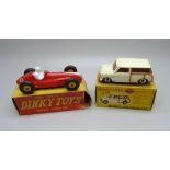 A Dinky Toys 231 Maserati with yellow plastic wheels, boxed and a 197 Morris Mini Traveller, boxed