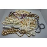 A collection of faux pearl jewellery