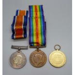 A pair of WWI medals, to J. Flucker CK. Fishery Reserve and a For War Service Mercantile Marine