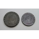 A George III cartwheel 2 penny and 1 penny