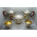 A Mappin and Webb five piece silver tea service, Sheffield 1938, 2035g