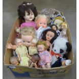 A box of assorted dolls including Palitoy **PLEASE NOTE THIS LOT IS NOT ELIGIBLE FOR POSTING AND