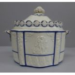 A Castleford stoneware covered sugar basin decorated in relief of neo-classical figures, leaf