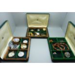 A collection of pocket watches and costume jewellery