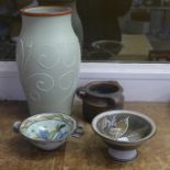 Four pieces of Denby Pottery including a vase