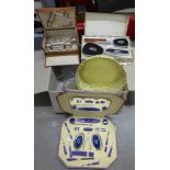 Cased dressing table sets and a basket **PLEASE NOTE THIS LOT IS NOT ELIGIBLE FOR POSTING AND