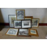 A collection of Nottingham related prints and framed photographs