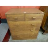 An Art Deco Heals style oak chest of drawers