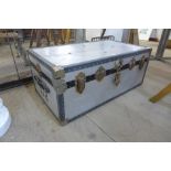 An aluminium steamer trunk