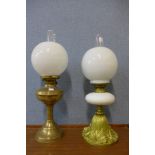 Two Victorian oil lamps