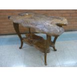 A Liberty & Co. Arts and Crafts carved softwood Japanese style occasional table