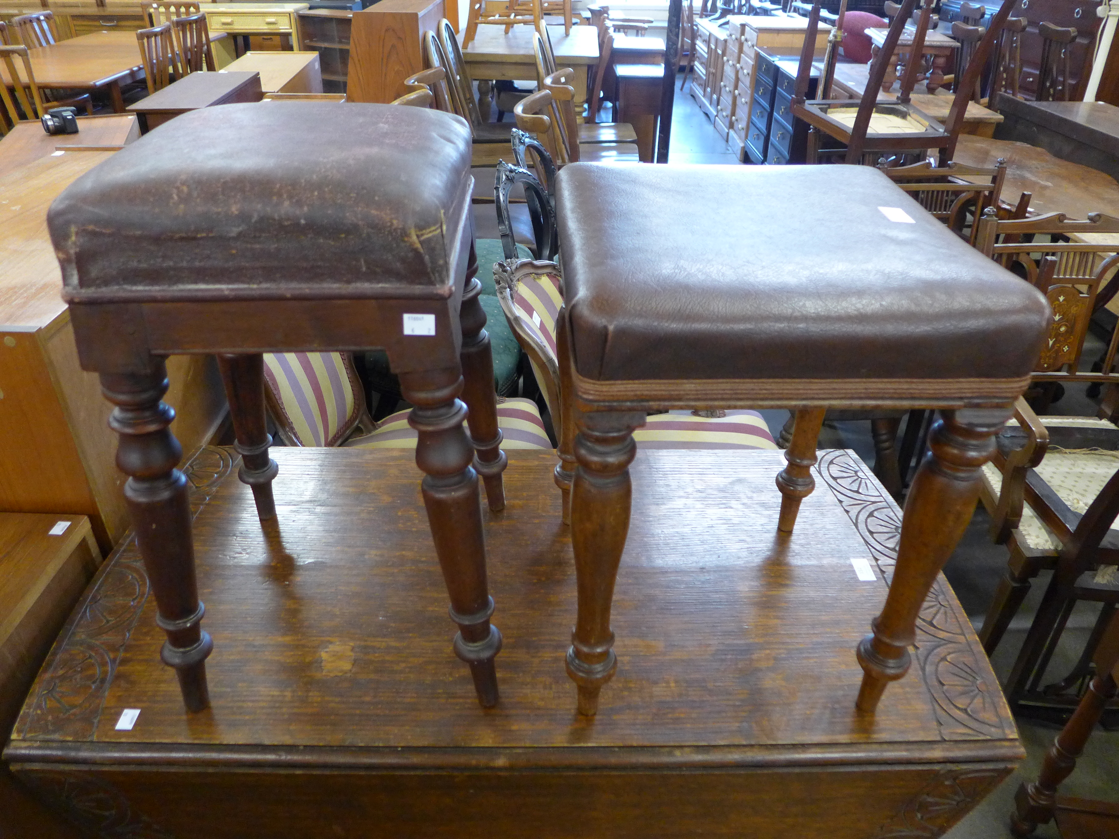 Two Victorian mahogany stools