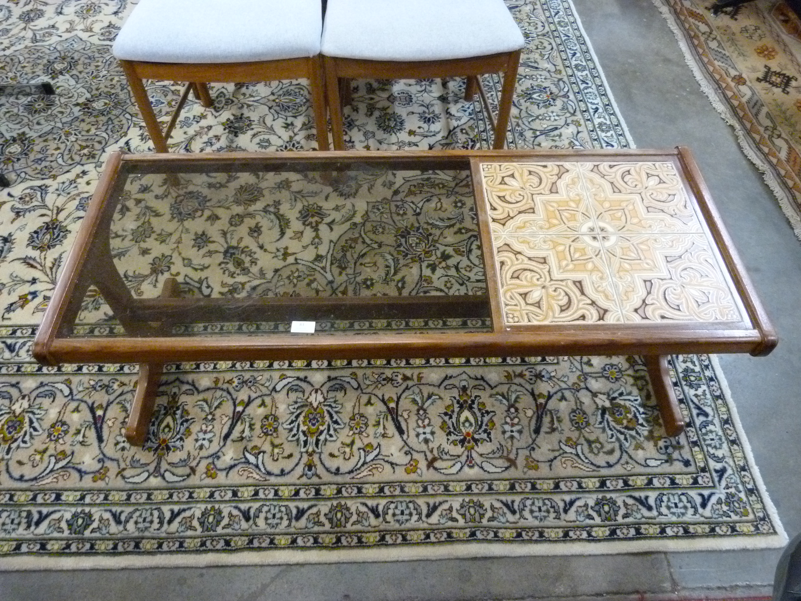 A G-Plan Fresco teak, glass and tiled top coffee table - Image 2 of 2