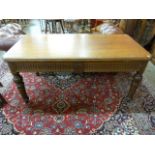 A Victorian oak two drawer library table