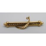 A 15ct gold and seed pearl brooch, 4.1g, (metal pin)