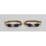A pair of 9ct gold, sapphire and diamond earrings, 1.2g