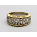 An 18ct gold and diamond set ring, 8.3g, O