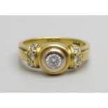 An 18ct gold and diamond ring, 7.3g, Q
