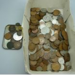 A bag of 1d coins (£5) and Victorian and later coins