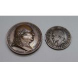 A Louis XVIII medallion and a Napoleon III 1863 coin